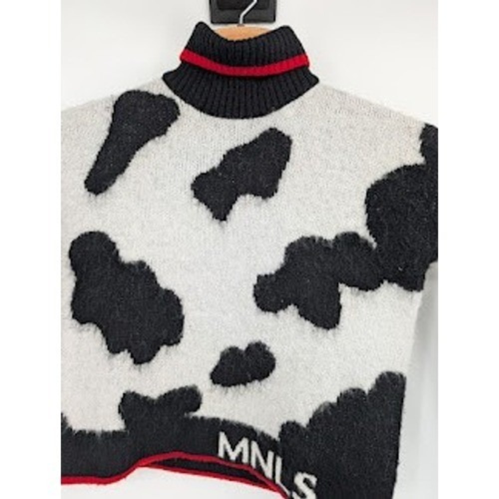 Monnalisa NWT Kids Maxi Pullover Cow Print turtleneck Sweater sz 9‎